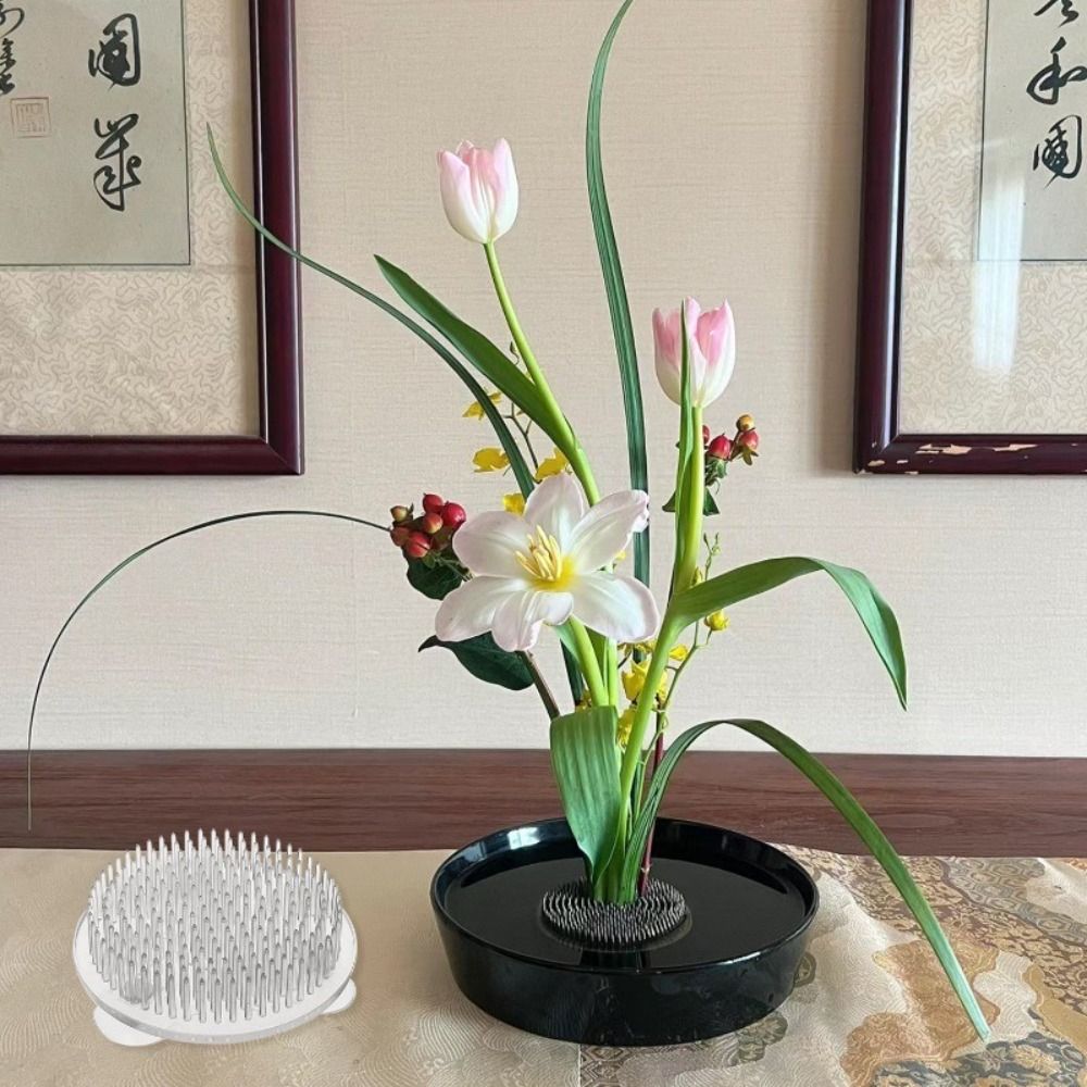 Ikebana Vase Kenzan - 1/3Pcs Transparent Ikebana Stem Holder Circular